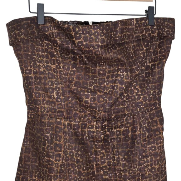 Reformation Madilyn Vesuvio Brown Strapless Linen Mini Dress Size 10 - Picture 4 of 9